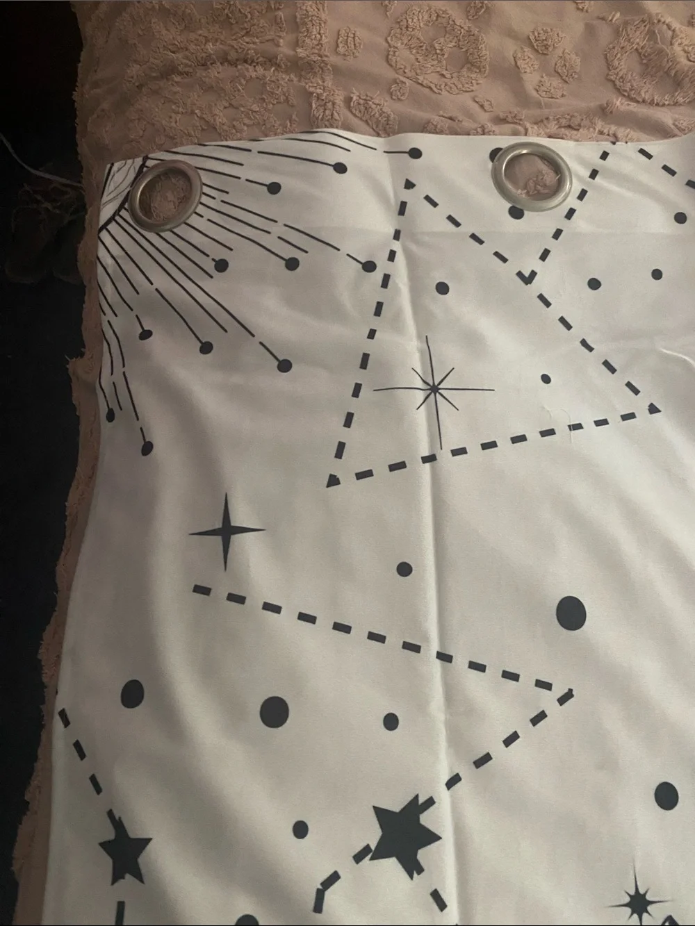 Celestial Moon & Stars Doorway Curtain - Black on White